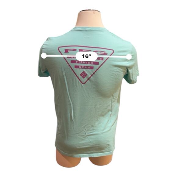 Columbia Teal Blue PFG Fishing Large Short Sleeve Tee Classic Design - Picture 5 of 6